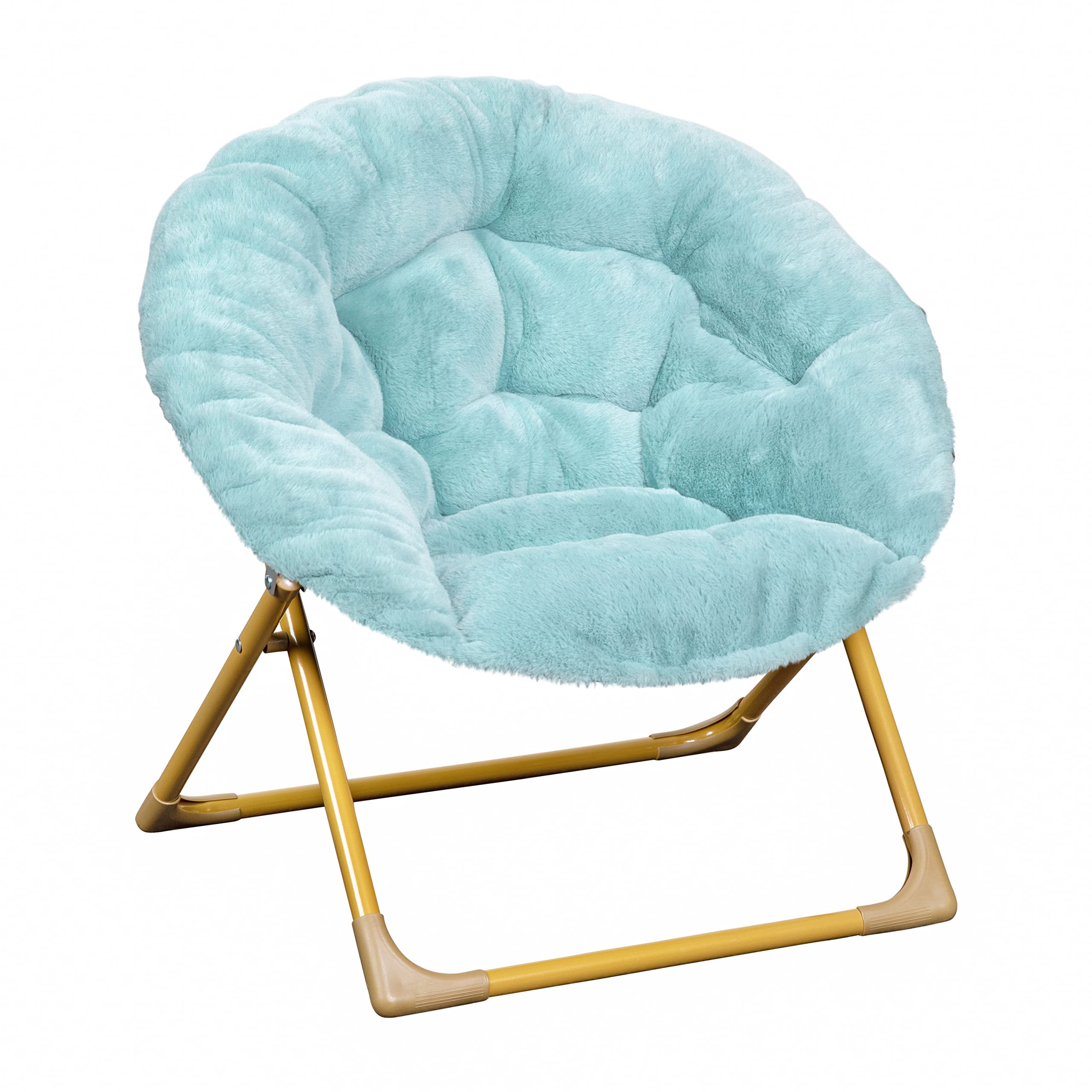 23 Kids Cozy Mini Folding Saucer Chair, Moon Chair, Dusty Aqua/Soft Gold