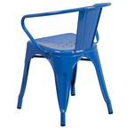 Flash Furniture Luna Commercial Grade Blue Metal Indoor-Outdoor Chair with Arms
