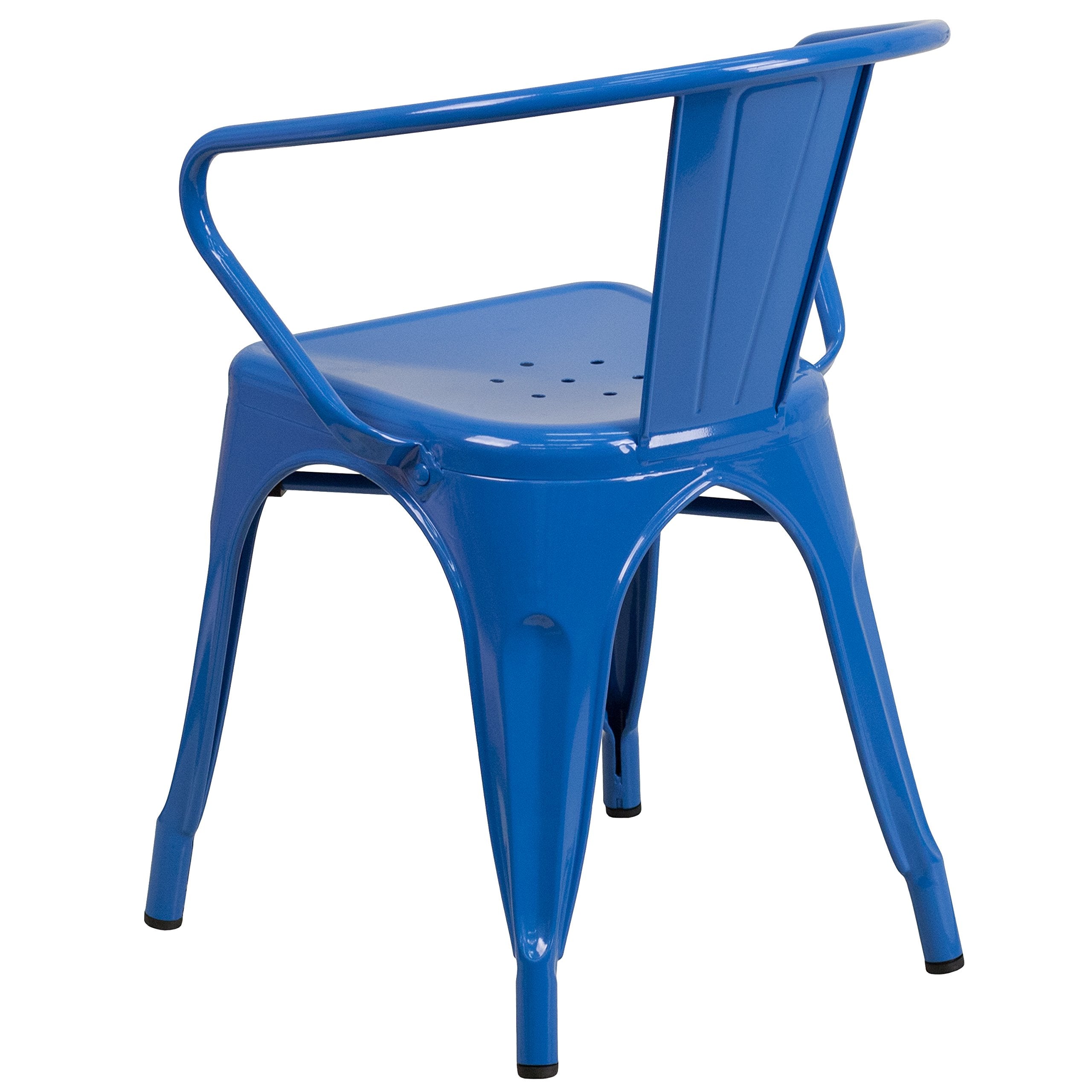 Flash Furniture Luna Commercial Grade Blue Metal Indoor-Outdoor Chair with Arms