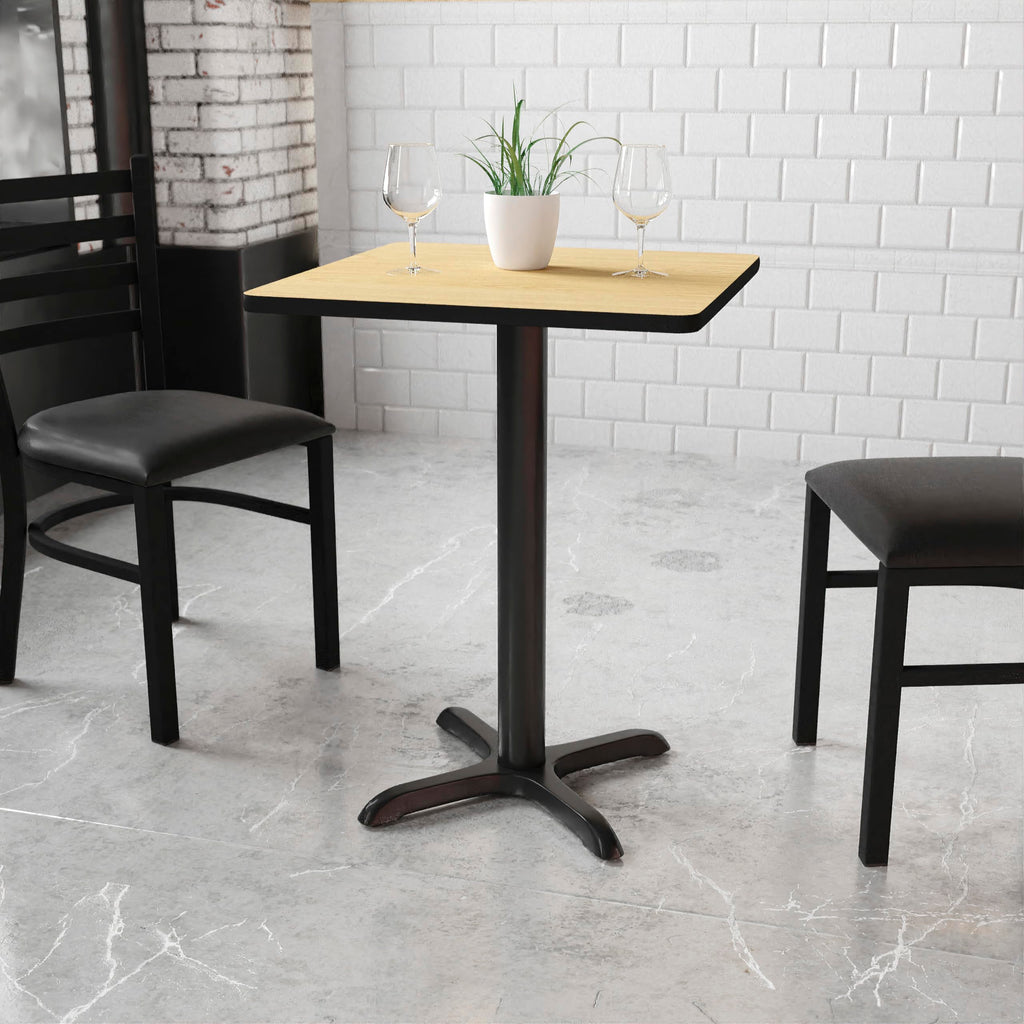 Flash Furniture Graniss 24'' Square Natural Laminate Table Top With 22'' X 22'' Table Height Base