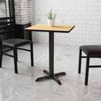 Flash Furniture Graniss 24'' Square Natural Laminate Table Top With 22'' X 22'' Table Height Base