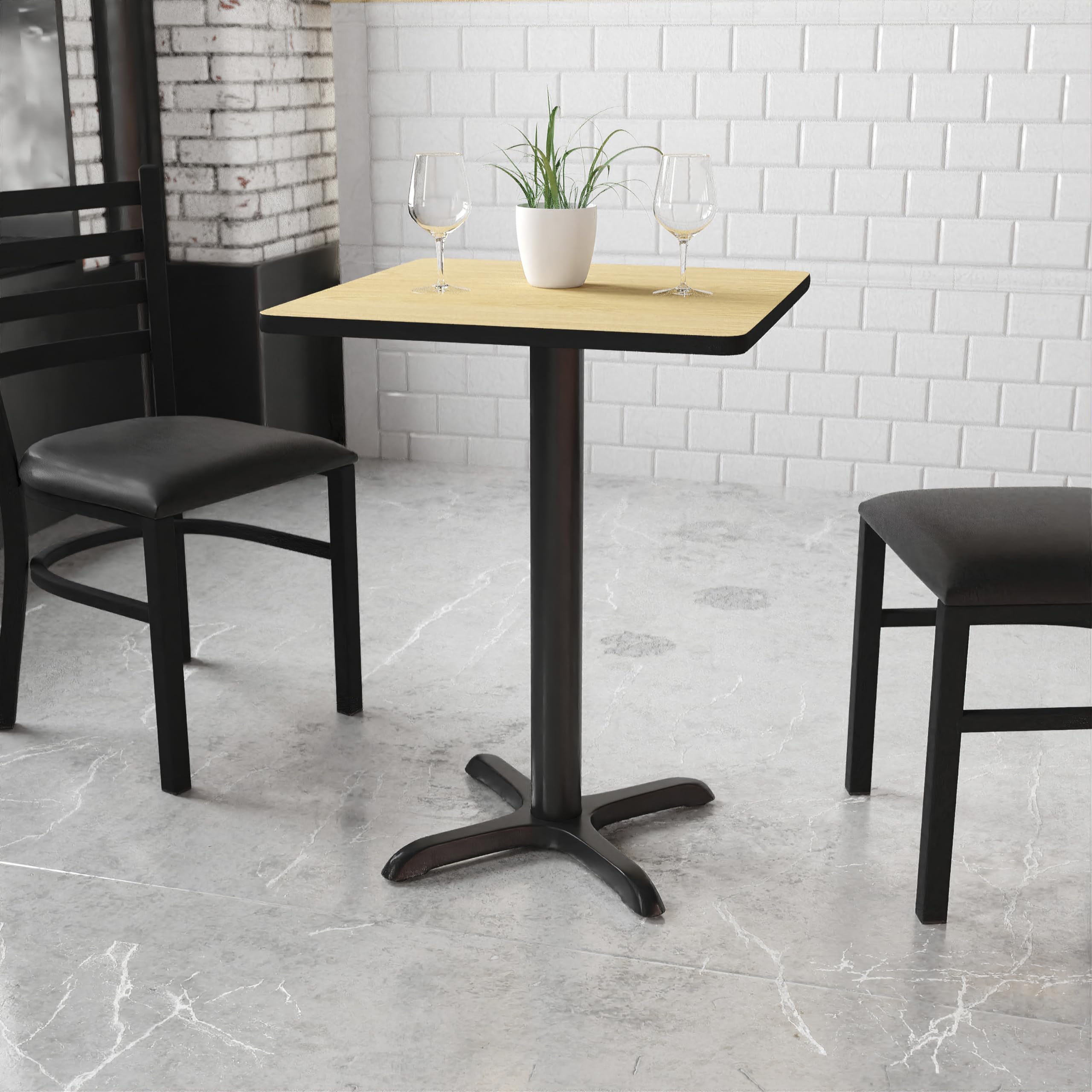 Flash Furniture Graniss 24'' Square Natural Laminate Table Top With 22'' X 22'' Table Height Base