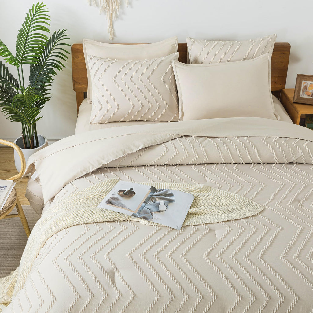 Litanika Grayish Teal Queen Size Comforter Set With Sheets - 7 Pieces Bed In A Bag Queen Boho Tufted Complete Beddding Sets With