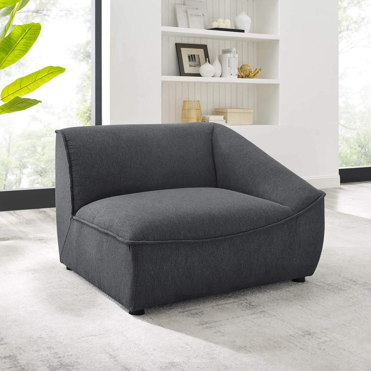 Modway Comprise Fabric Upholstered Sectional, Right-Arm Chair, Charcoal