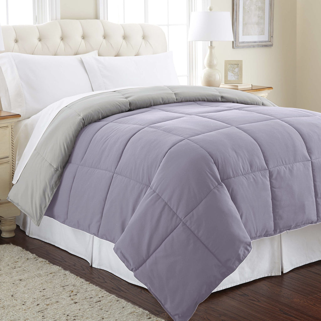 Modern Threads Down Alternative Microfiber Quilted Reversible Comforter & Duvet Insert - Soft, Comfortable Alternative To Goose Down - Bedding For All Seasons Amethyst/Silver Twin