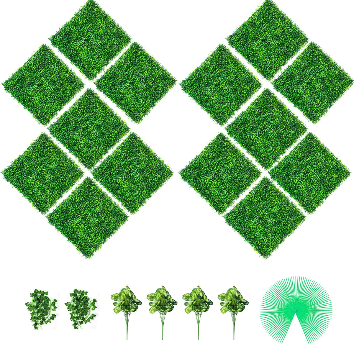 Vevor Artificial Boxwood Panels, 14 Pcs 20'X20' Boxwood Hedge Wall Panels, Pe Artificial Grass Backdrop Wall 1.6', Privacy He