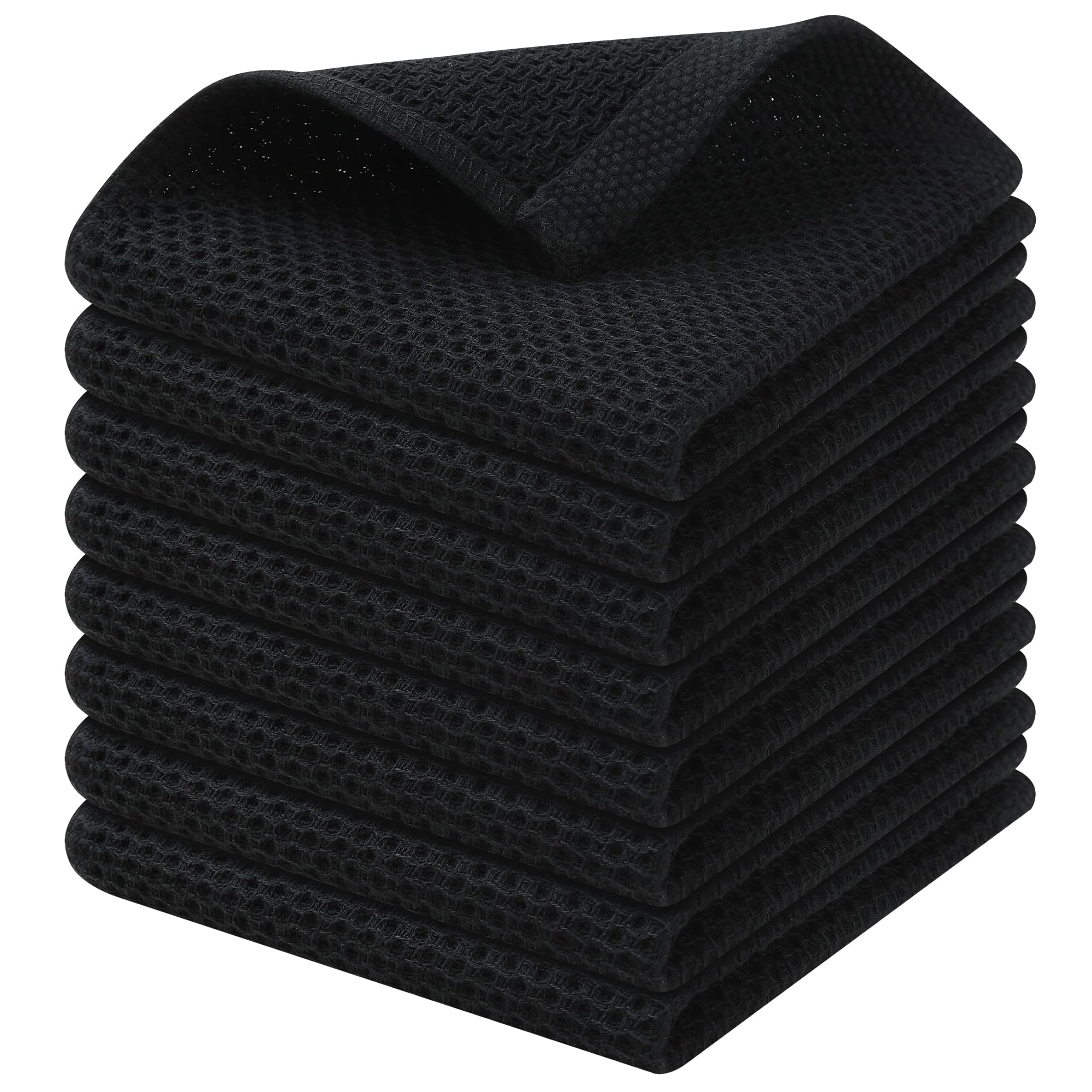 Kitinjoy 100% Cotton Kitchen Dish Cloths, 8 Pack Waffle Weave Ultra Soft Absorbent Dish Towels for Drying Dishes Quick Drying Ki