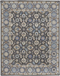 HomeRoots 514830 8 x 10 ft. Taupe Blue & Ivory Wool Floral Hand Tufted Handmade Stain Resistant Rectangle Area Rug