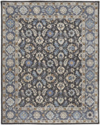 HomeRoots 514830 8 x 10 ft. Taupe Blue & Ivory Wool Floral Hand Tufted Handmade Stain Resistant Rectangle Area Rug