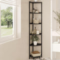Hzuaneri Corner Shelf Stand, Corner Bookshelf, Storage Standing Shelf Unit With Metal Frame, Plant Stand, Corner Bookcase For Living Room, Home Office, Bedroom, 6-Tier Black Cs06006B