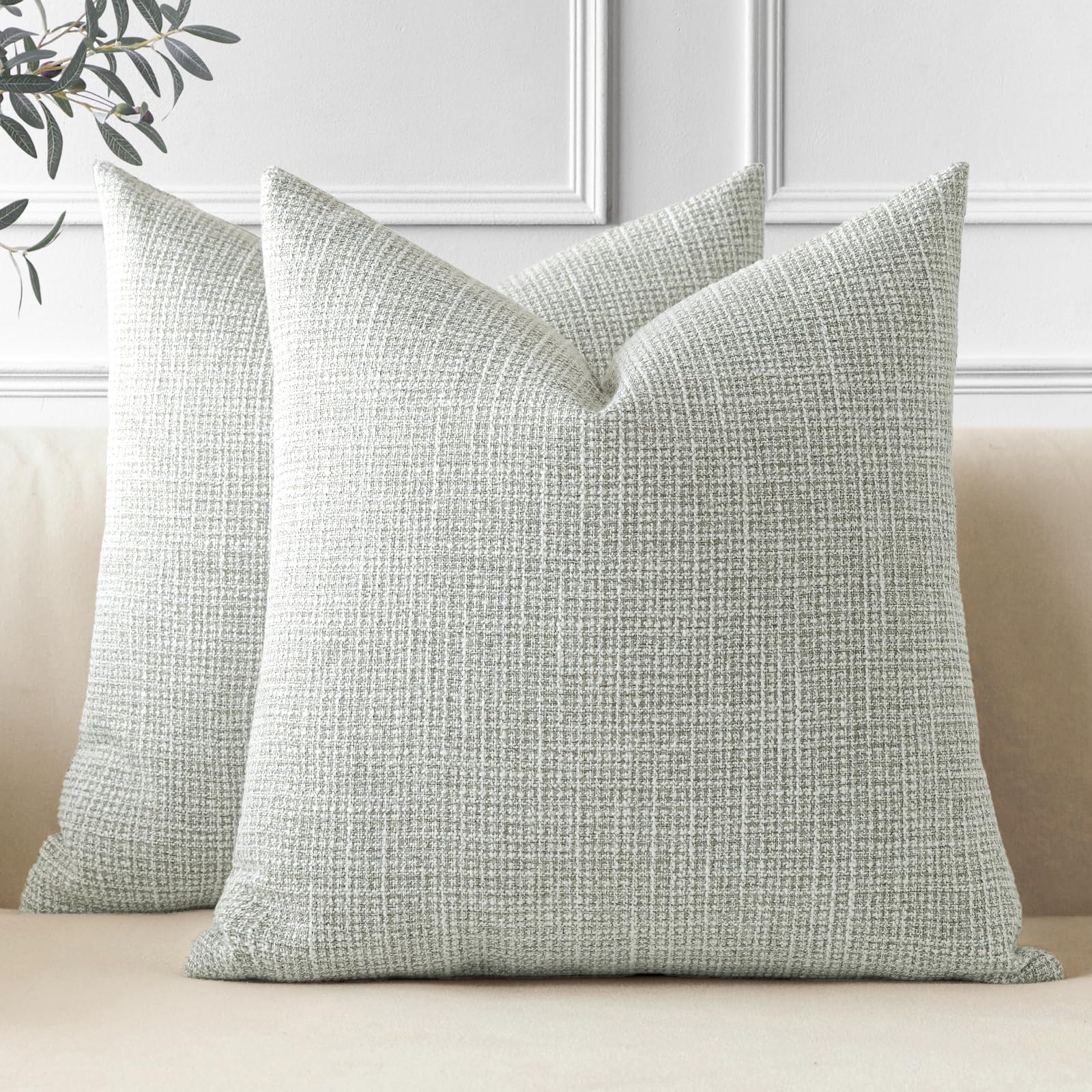 Otostar Pack Of 2 Throw Pillow Covers 24X24 Inch Linen Pillowcases Farmhouse Decorative Solid Pillow Covers 60X60 Cm Square Cush