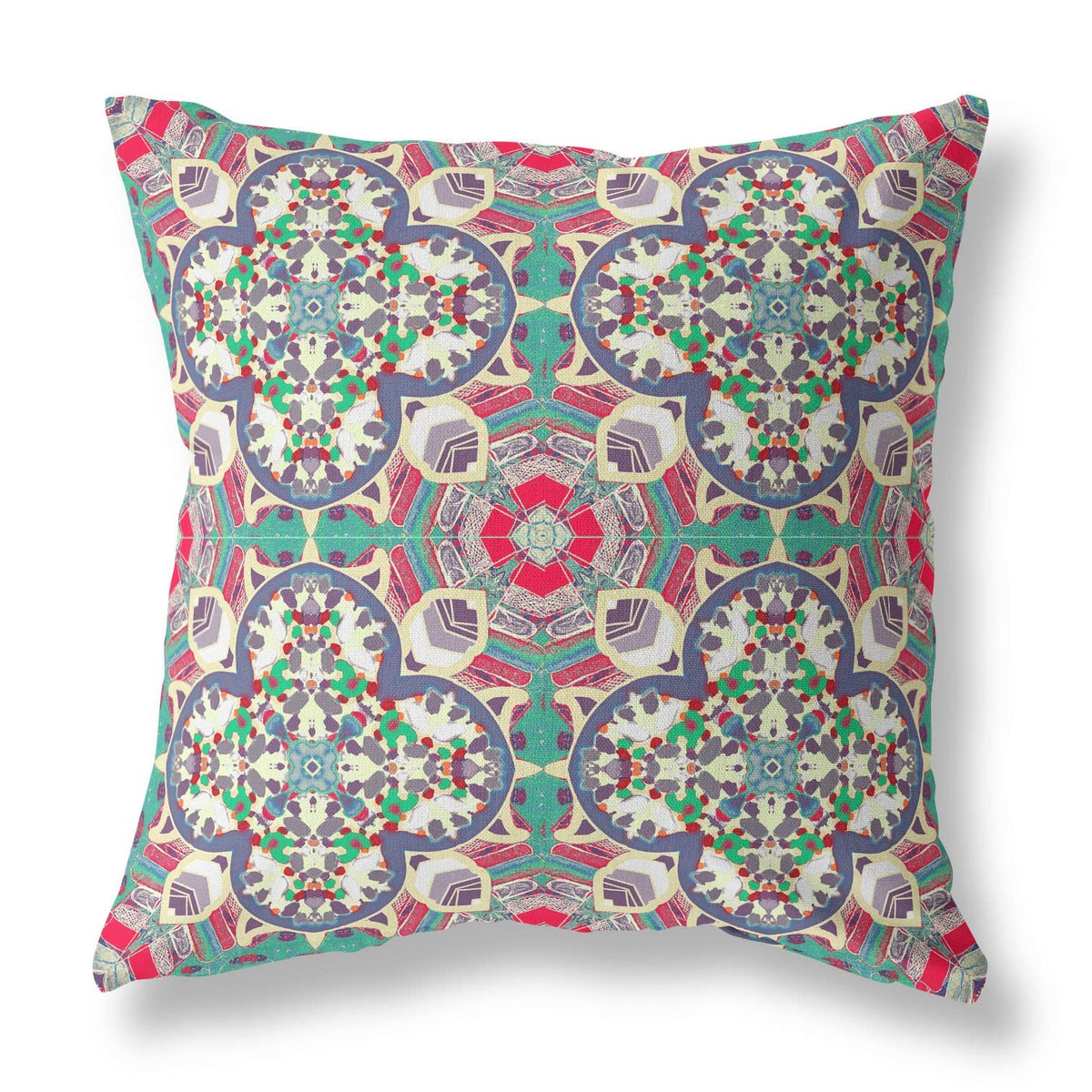 HomeRoots Green Grey Pink Gray Pink Cloverleaf Boho Suede Throw Pillow