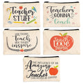 Bright Creations Teacher Appreciation Pouches With Zipper For Pencils, Stationery, Toiletries, 5 Festive Designs, Makeup Bags, T