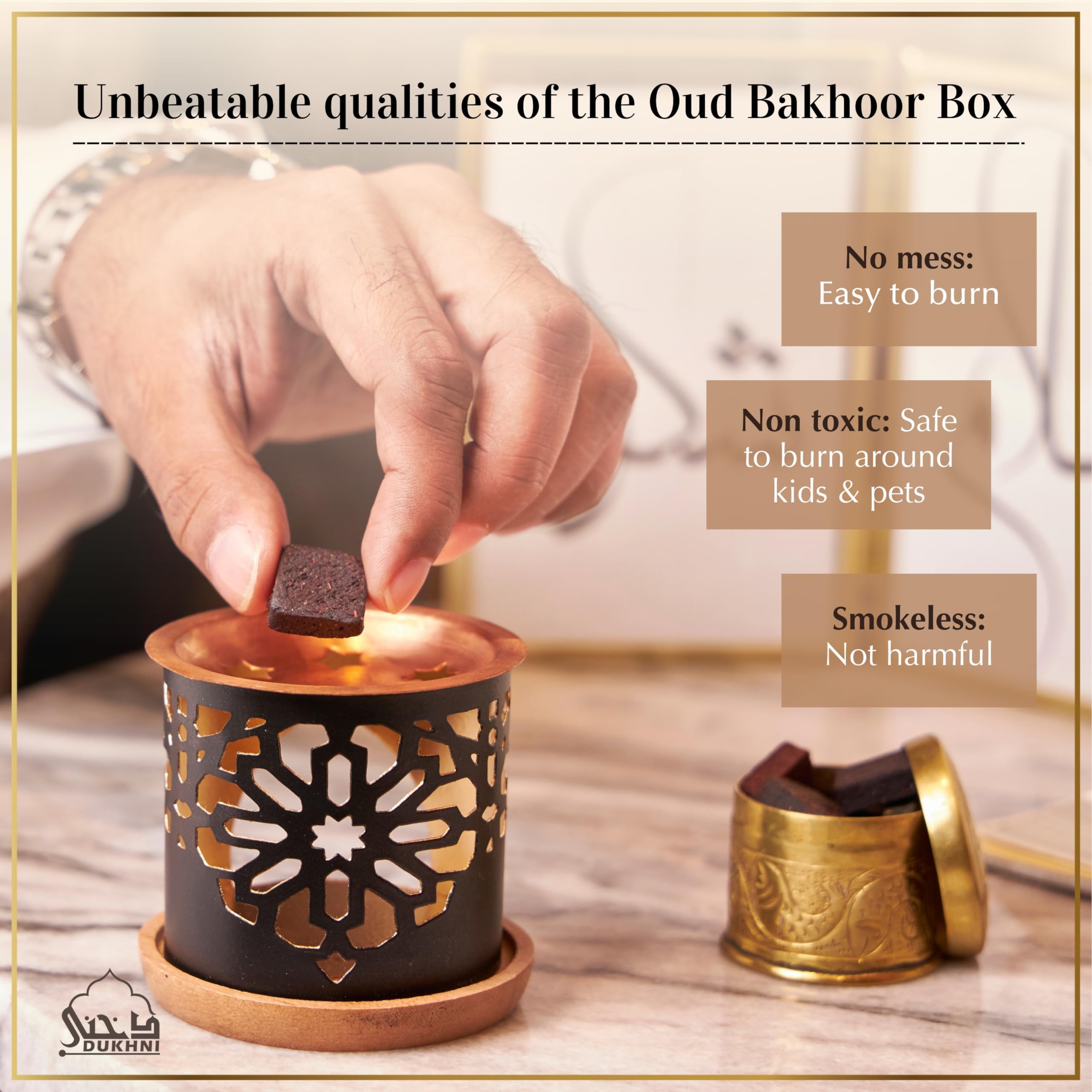 Oud Al Khaleeji Bakhoor Set By Dukhni | 2 X 9 Piece Each & Tree Bakhoor Burner | Arabic Bakhoor Incense | Citrus, Spicy Oud Blen