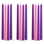 CANDWAX 12 inch Taper Advent Candles 3 Sets - Dripless Taper Candles and Unscented Candlesticks - Long Burning Tapered Candles P
