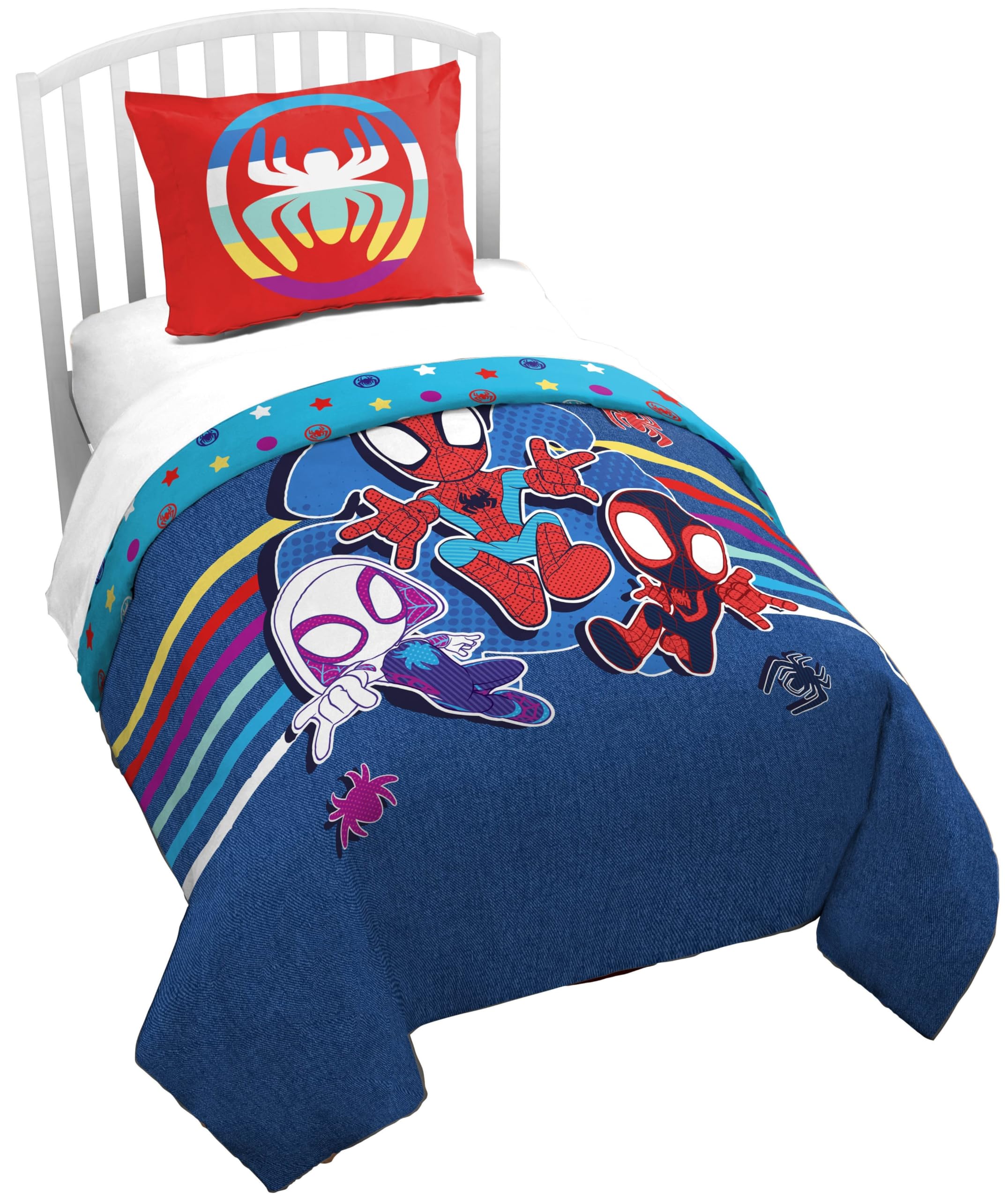 Jay Franco Duvet Cover Set - 3 Piece Comforter Cover And Sham Set, Super Soft Cozy Kids Bedding (Insert Not Included) Blue - Spi