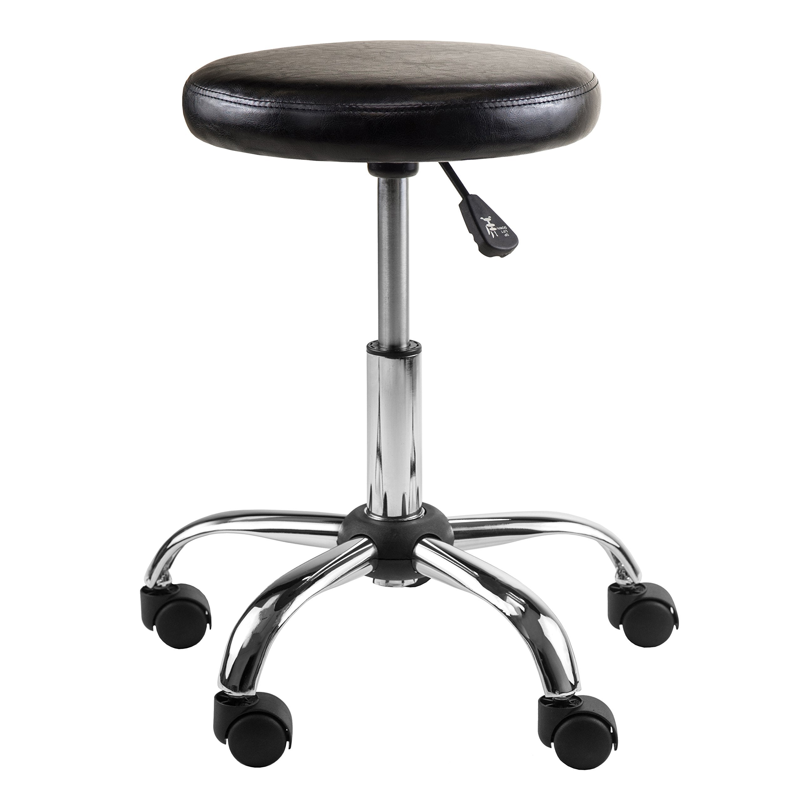 Winsome Wood Clark Round Cushion Swivel Stool with Adjustable Height