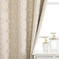 Enactex 100% Full Blackout Curtains Thermal Insulated Drapes 95 Inch Long For Bedroom, Blue Drapery With Silver Geometric Patter