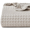 Ivellow 100% Cotton Waffle Blanket Queen Size For Bed, Breathable Soft Light Weight Blankets For Summer Spring, Skin-Friendly Wa