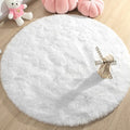 KIXINWA White Round Rug, 4X4 Feet Fluffy Circle Area Rug for Kids Room Bedroom Living Room Home Decor, Super Soft Cute Non Slip 