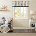 Madison Park Bayside Printed Ivory Navy Window Valance , Cotton Printed Rod Pocket Valances for Windows , 50X18 , Dark Blue