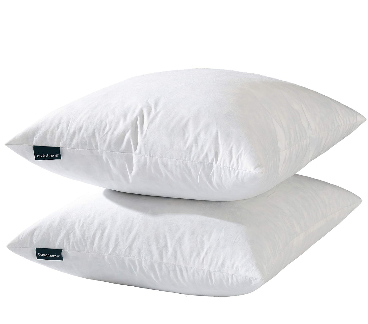 Basic Home 26X26 Euro Throw Pillow Inserts-Down Feather Pillow Inserts-Cotton Fabric-Set Of 2-White.