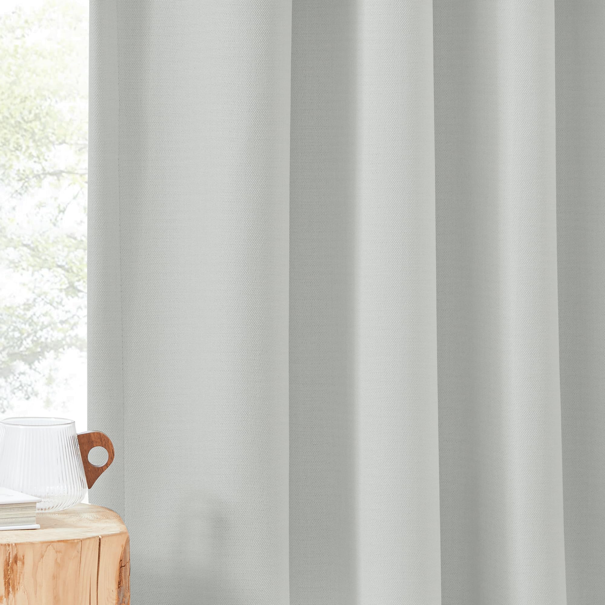 Nicetown Greyish White Room Darkening Curtains 102 Inches Long, Rod Pocket/Back Tab/Hook Light Block Voice Reducing Window Treat