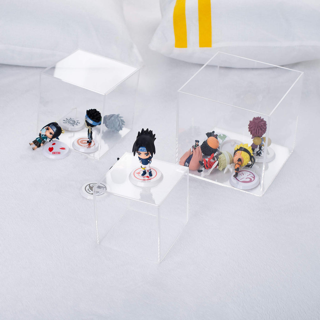 Red Co. Set Of 2 Crystal Clear Acrylic Cube Display Nesting Riser Stands With Hollow Bottoms | Transparent - 3-Pack