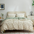 Erzrga Floral Queen Duvet Cover, 100% Cotton Chic Floral Bedding Set Queen 3 Pieces Queen Duvet Cover Set Floral For All Seasons