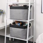 Bidtakay Fabric Storage Baskets With Handles [2-Pack] Large Canvas Organizer 16' X 11.8' X 11.8' Foldable Tall Baskets Rectan