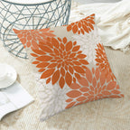Cxmeifly Fall Burnt Orange Outdoor Pillow Covers 18X18 Inch Set Of 2 Coral White Dahlia Floral Decor Throw Pillows Modern Geomet
