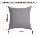 Cotton Throw Pillow Covers Gray Charcoal 24''X24'' Set Of 2 By Rely+ - Decorative Zippered Throw Pillow Covers For Couch, Sofa,