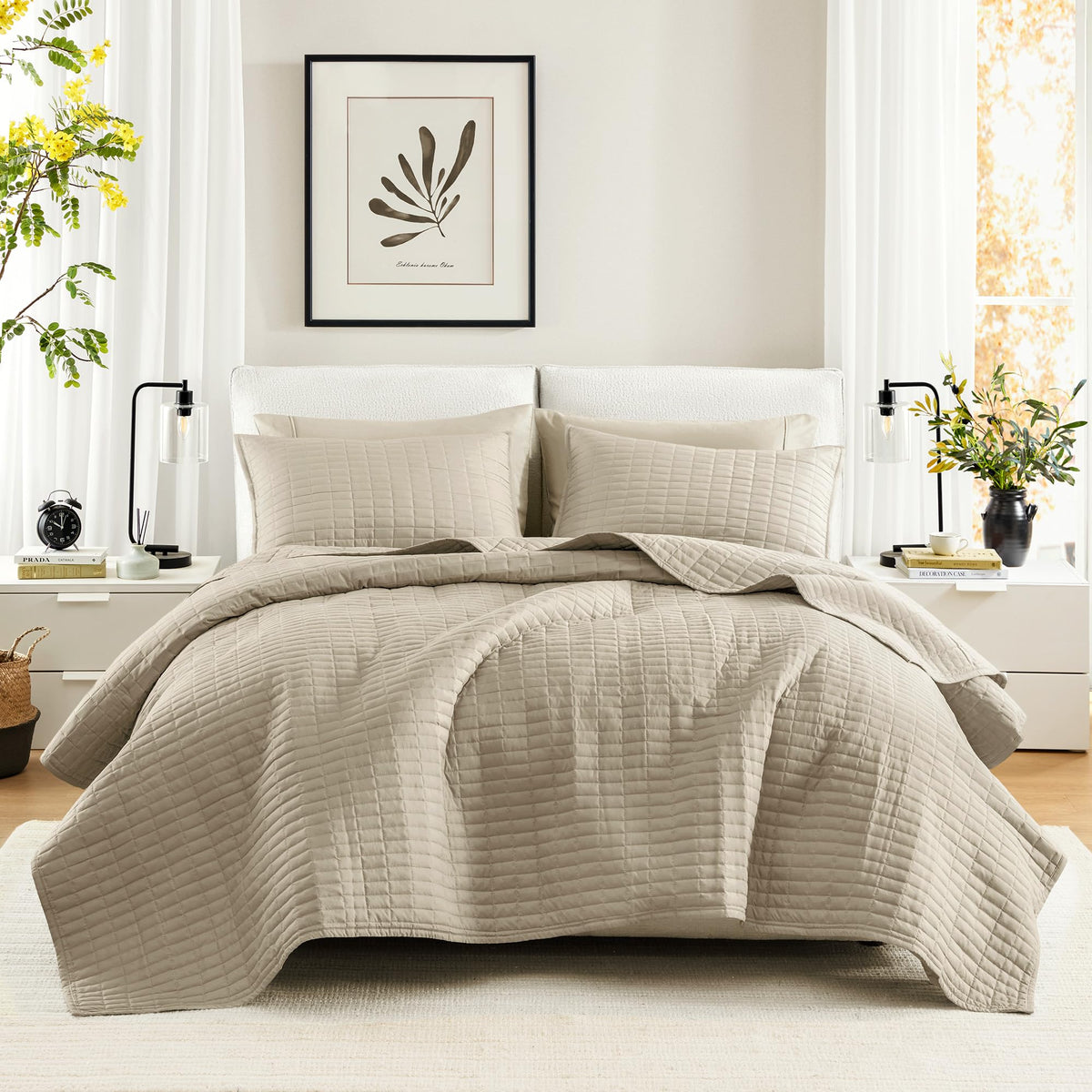 Comfort Spaces Twin Quilt Set Modern Reversible Plaid Coverlet Twin Bedding Set Cozy Quilted Winter Layer, All Season Lightweigh