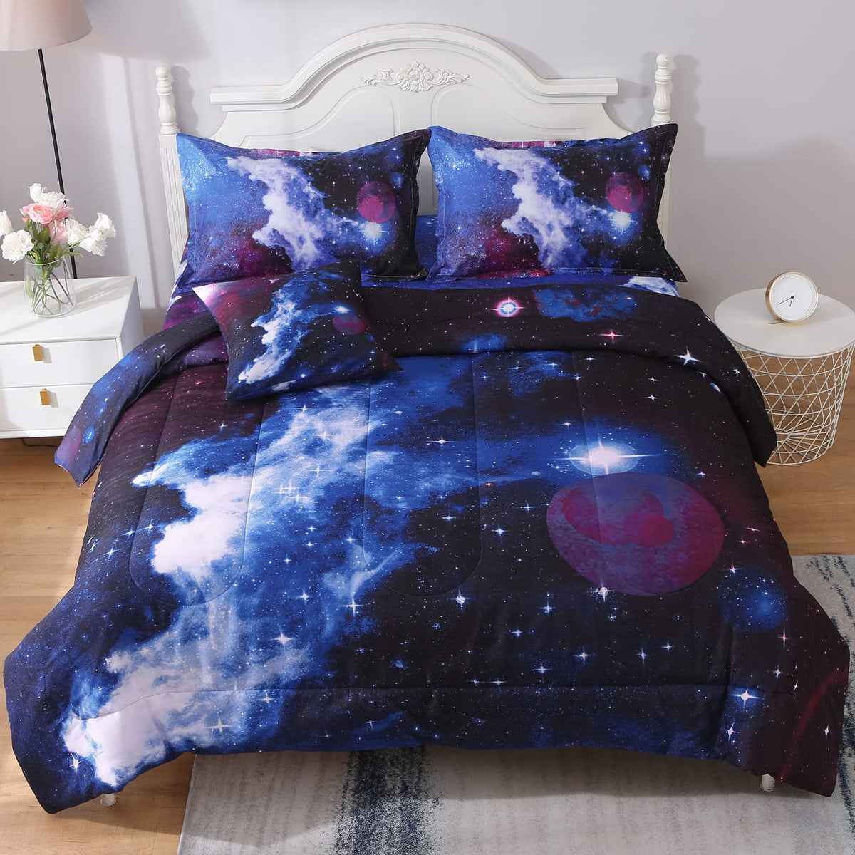 Jqinhome Full Galaxy Comforter Sets 6 Piece Bed In A Bag, Outer Space Themed Bedding For Children Boy Girl Teen Kids - (1 Comfor