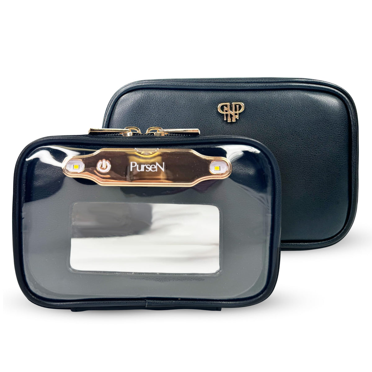 PurseN Litt Makeup Bag LITTMINI with Detachable Mirror + LED Light - Versatile, Small, Premium Make Up Bag with Removable Pouche