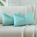 Otostar Pack Of 2 Velvet Soft Solid Decorative Throw Pillow Covers 16 X 24 Inch Pillow Covers Lumbar Cushion Case Couch Pillowcases For Sofa Bed Home Decor (Aqua Green)