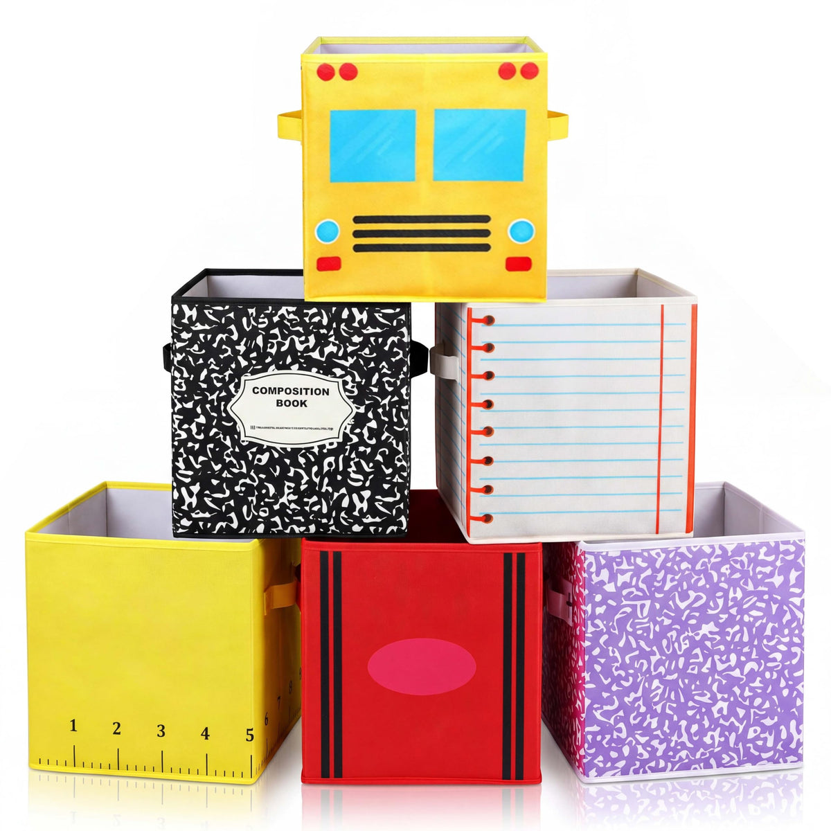 BrightRow 6 Pcs Back to School Fabric Cube Storage Bins with Handles