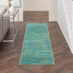 Nourison Essentials Indoor/Outdoor Blue Green 2'2' X 10' Area -Rug, Easy -Cleaning, Non Shedding, Bed Room, Living Room, Dining Room, Backyard, Deck, Patio (2X10)