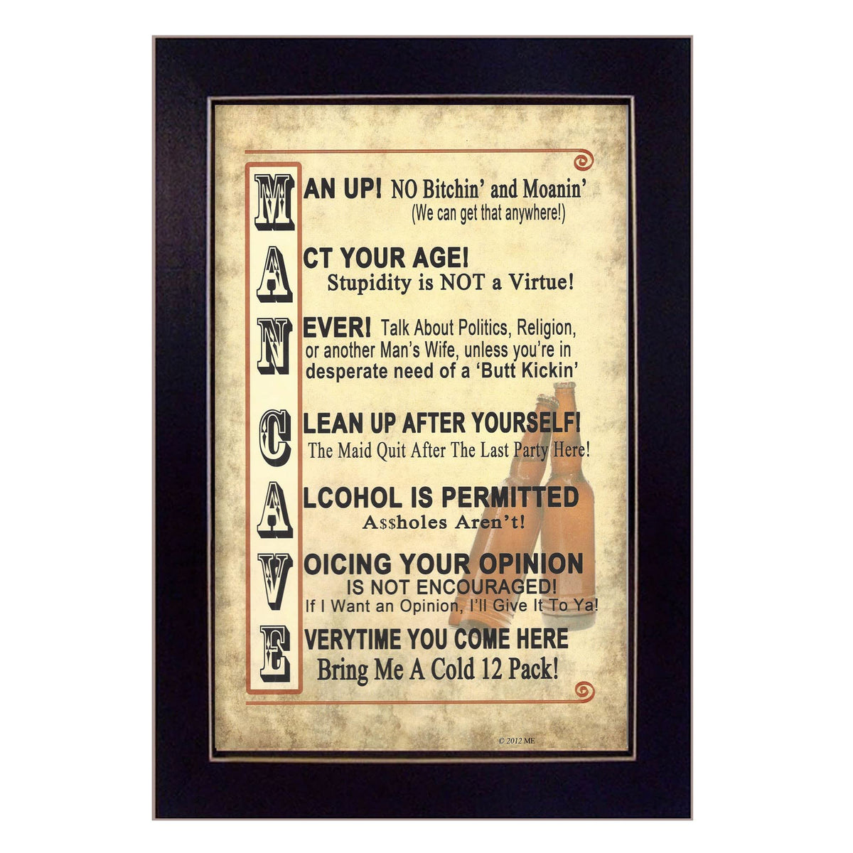 Man Up 2 Black Framed Print Wall Art