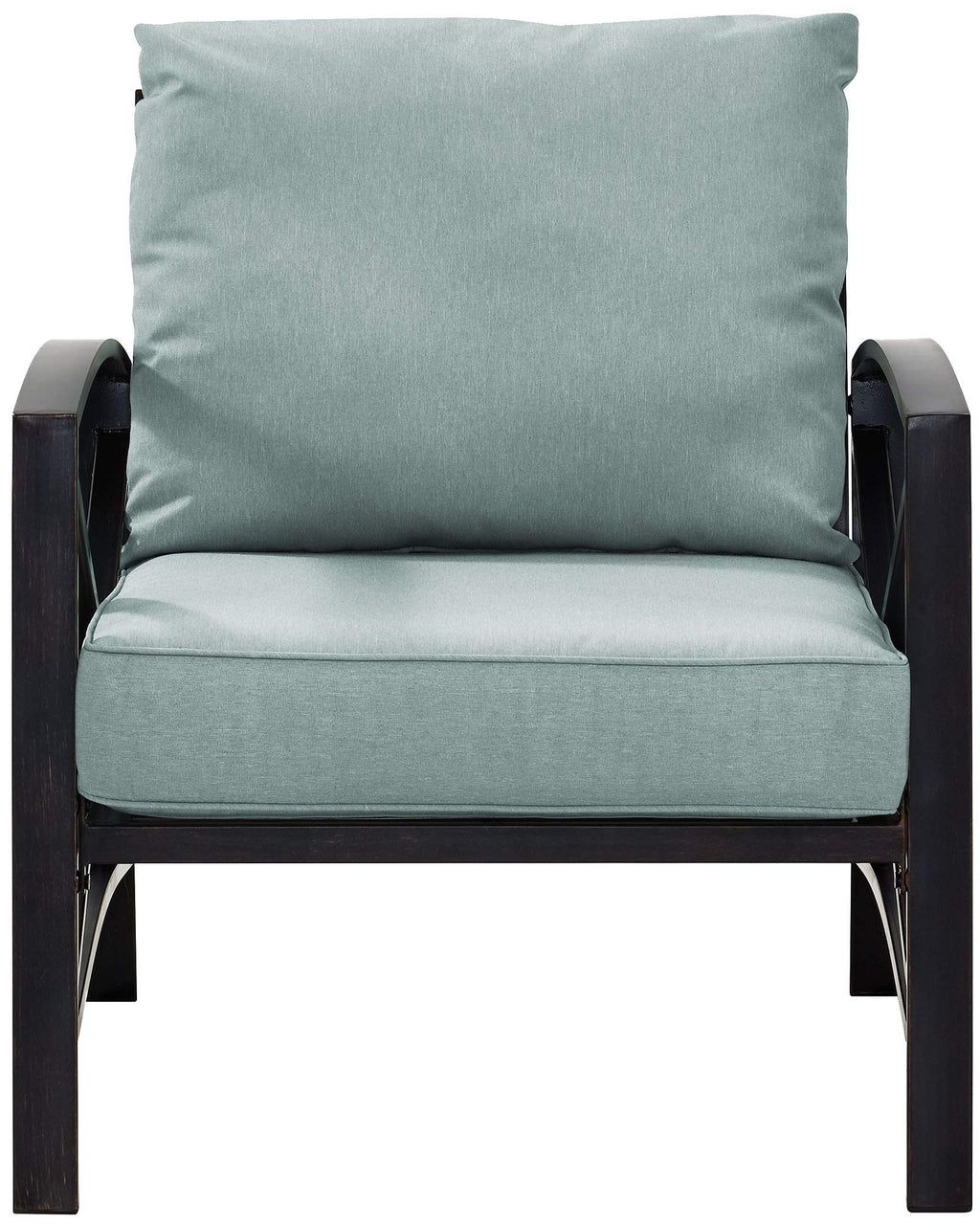 Crosley Furniture Kaplan Outdoor Chair, Patio Chairs for Conversation, Porch, Deck, Balcony, Backyard, Oiled Bronze with Mist Cushions