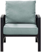 Crosley Furniture Kaplan Outdoor Chair, Patio Chairs for Conversation, Porch, Deck, Balcony, Backyard, Oiled Bronze with Mist Cushions