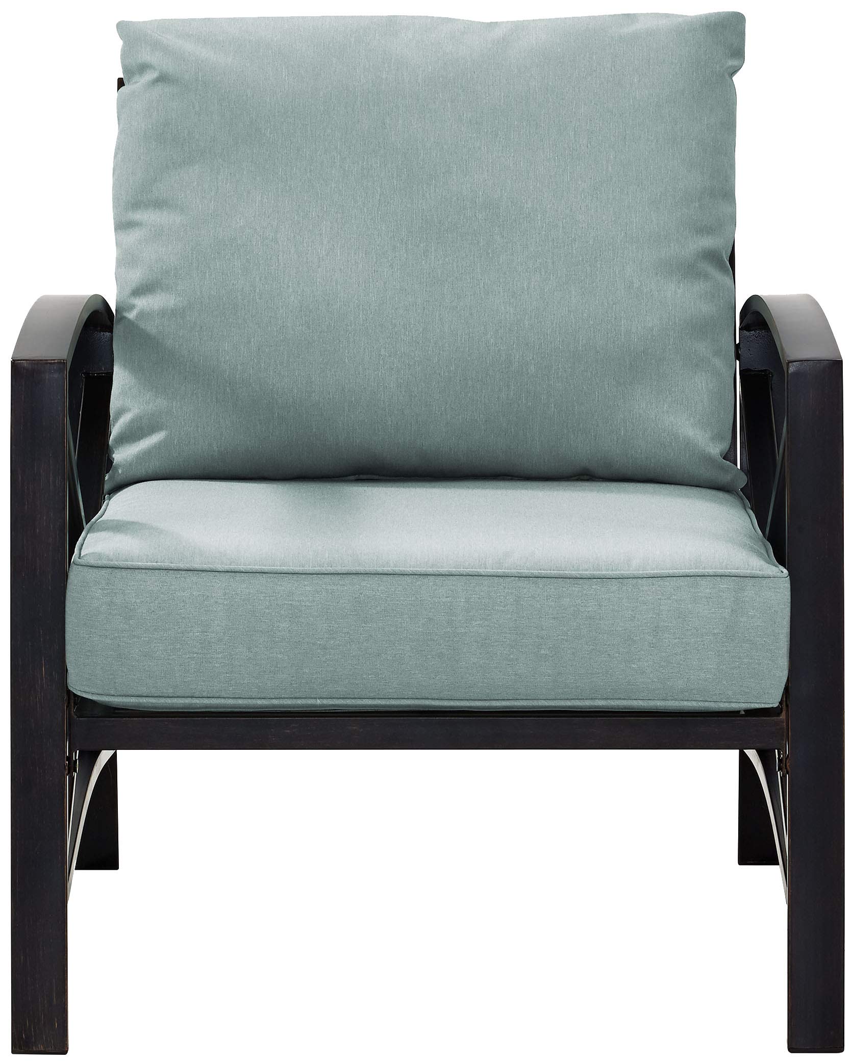 Crosley Furniture Kaplan Outdoor Chair, Patio Chairs for Conversation, Porch, Deck, Balcony, Backyard, Oiled Bronze with Mist Cushions