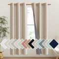 NICETOWN Cream 100% Blackout Linen Curtains 72 inch Long Burg for Classroom, 1 Pair, 42 Width Each Panel, Farmhouse Thick Comple