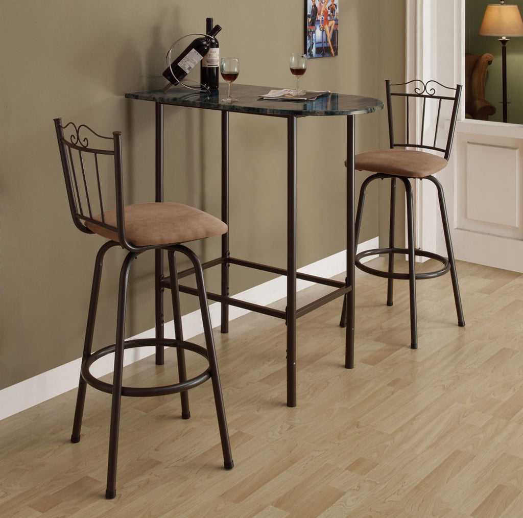 Monarch Specialties 2315 Table, Height, Pub, 36' Rectangular, Small, Kitchen, Laminate, Brown Look, Contemporary, Modern Home Bar-24'X 36' Espresso Marble Metal, 35.5'L x 23.75'W x 41'H, Cappuccino