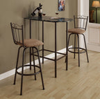 Monarch Specialties 2315 Table, Height, Pub, 36' Rectangular, Small, Kitchen, Laminate, Brown Look, Contemporary, Modern Home Bar-24'X 36' Espresso Marble Metal, 35.5'L x 23.75'W x 41'H, Cappuccino