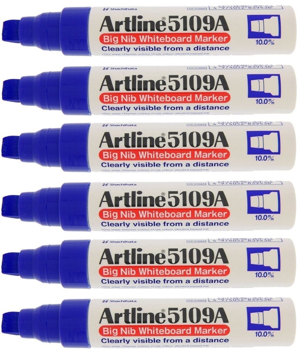 Artline 5109A Big Nib Whiteboard Marker - Blue (Pack Of 6)