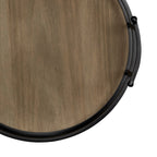 Stratton Home Decor Metal And Wood Round Tray | Wooden Coffee Table Tray Decor For Empty Table Surfaces | Decorative Round Serving Tray With Handles