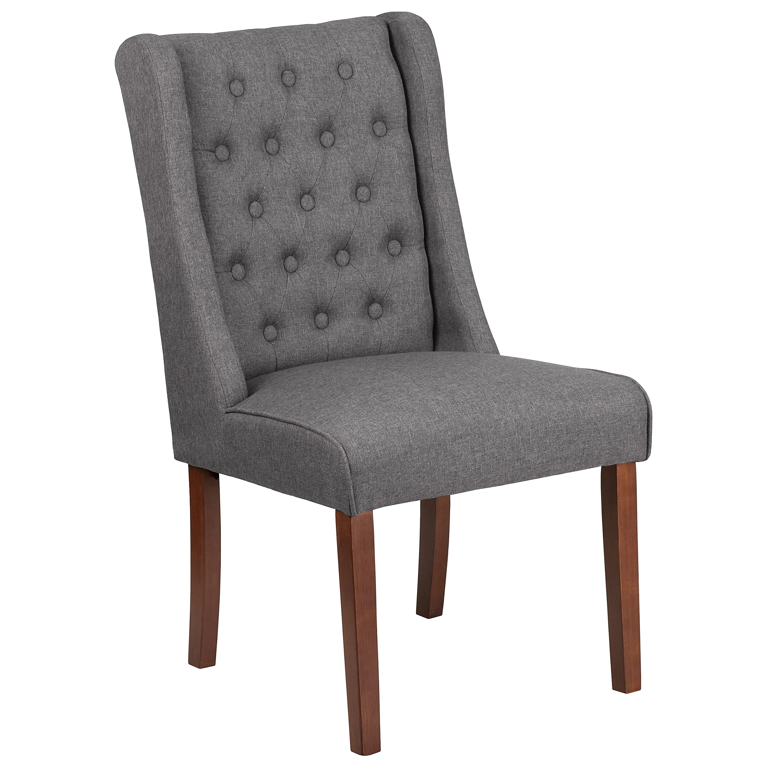 Flash Furniture HERCULES Preston Series Grey Fabric Upholstered Tufted Parsons Chair with Solid Hardwood Frame