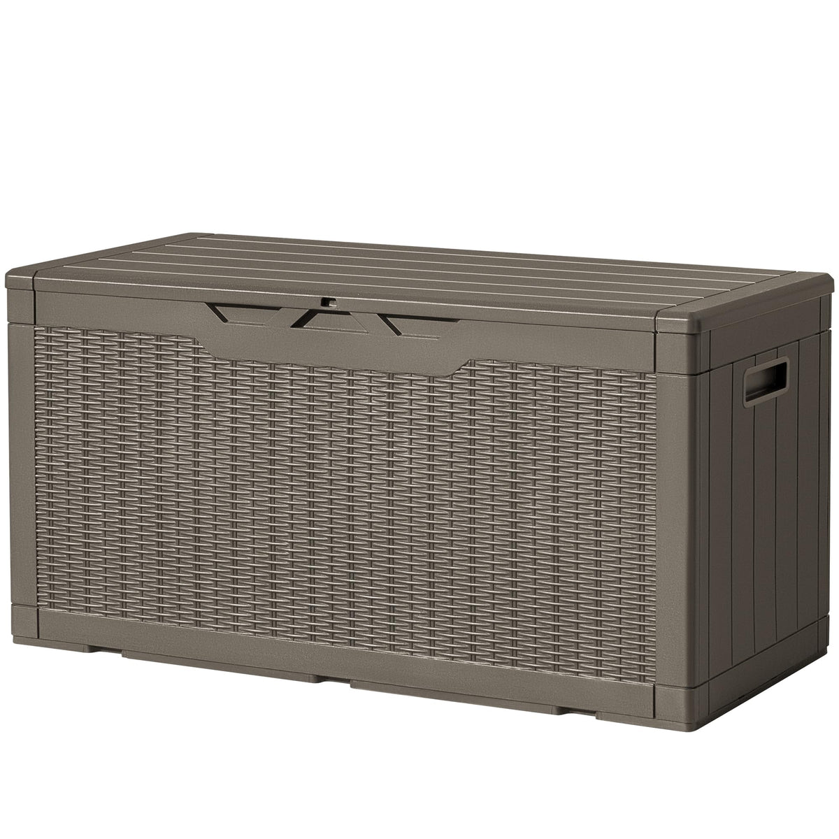 Devoko 97 Gallon Deck Box, Waterproof Resin Outdoor Storage Box For Outside And Patio, Large Outdoor Storage Bench Cabinet Locka