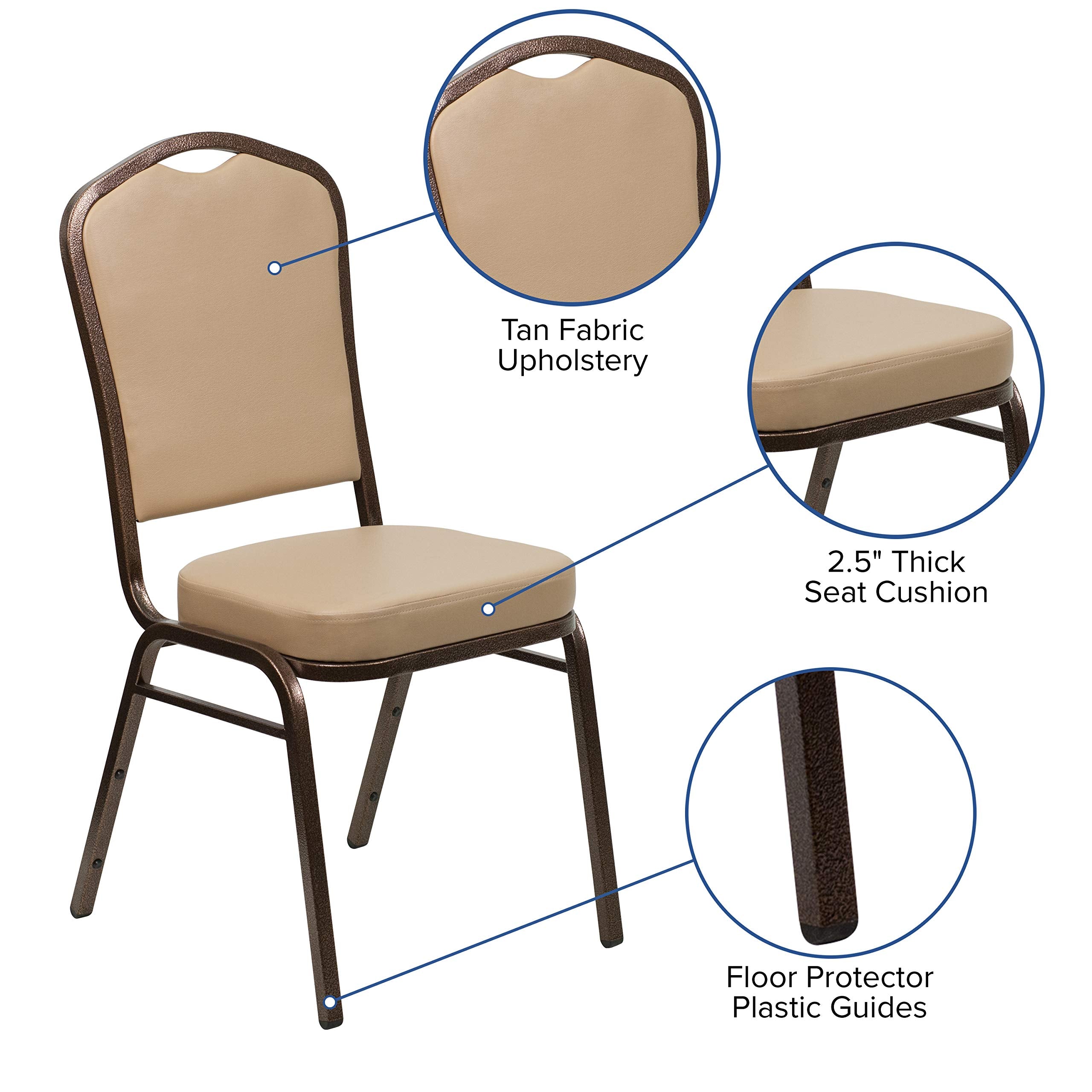 Flash Furniture HERCULES Series Crown Back Stacking Banquet Chair in Tan Vinyl - Copper Vein Frame